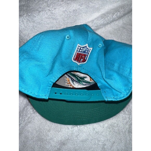 Miami Dolphins New Era SnapBack 9Fifty Hat Dolphin Design On Rim NFL Phins Fins - Picture 6 of 7